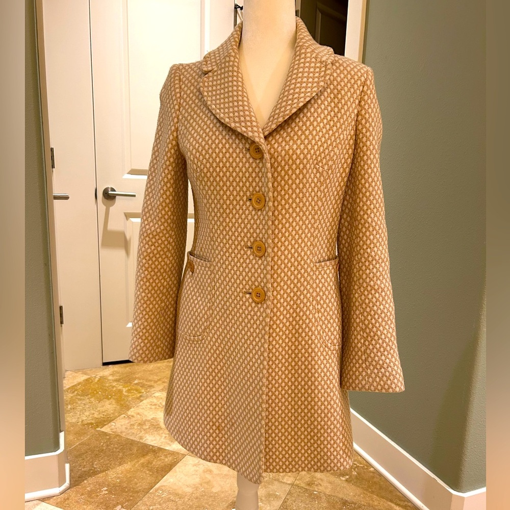 Ann Taylor wool cream and tan coat gently worn size 2